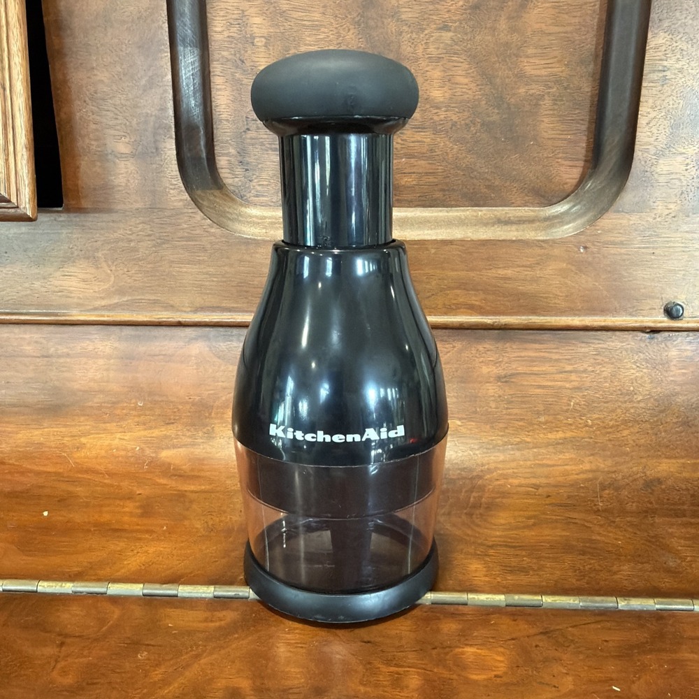 KitchenAid Black Manual Hand Food Chopper with Rubber Handle & Bottom Lid